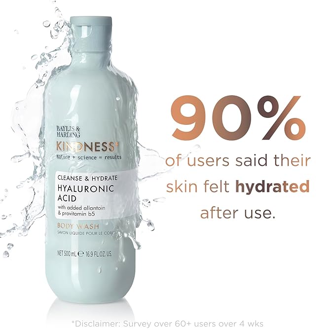 Baylis &amp Harding Kindness + Hyaluronic Acid Pear &amp Orange Blossom Fragrance 16.9 fl. oz Cleanse &amp Hydrate Body Wash (Pack of 3) - Biodegradable Formula - Vegan Friendly