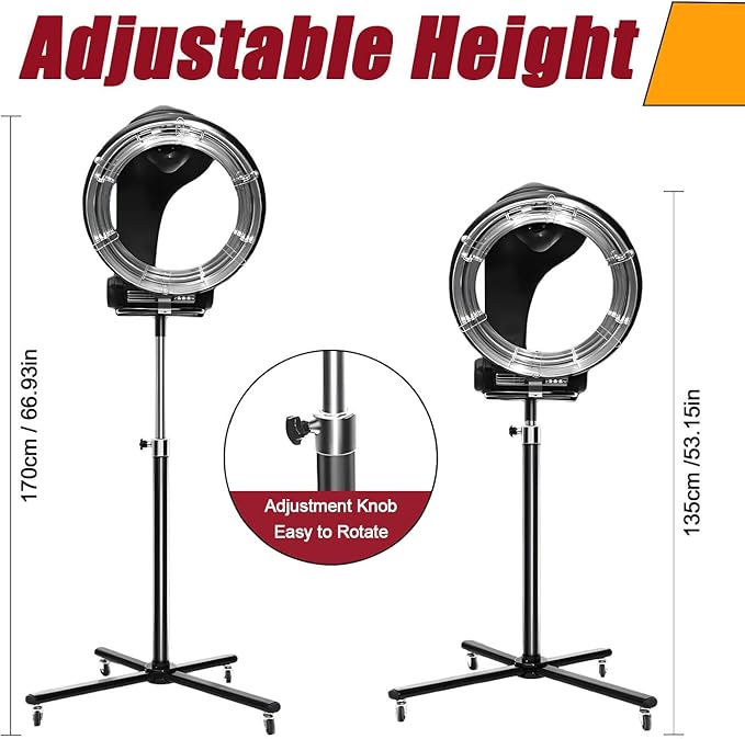 Freestanding Rotating Salon DryerHair Salon Colour Processor Plate Heater Salon Barber System Hood for Hair Salon Or at Home Hair Care Upright