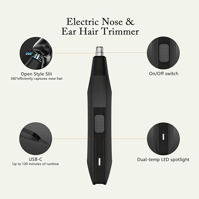Soonsell Mens Nose Hair TrimmerPainless Nose and Ear Hair Trimmer for MenPowerful 8000RPM MotorEasy to CleanWet/Dry UsePortable