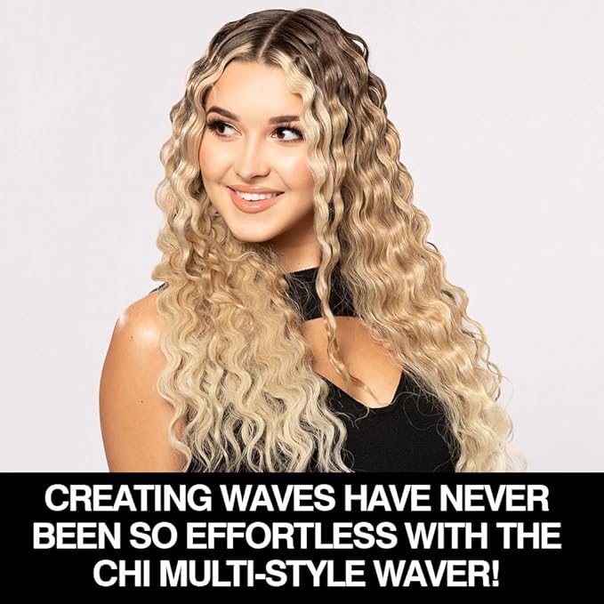 CHI Multi-Wave Styler Hair Waver With Adjustable Barrel For Customizable Waves Reduces Frizz &amp Increases Shine Black
