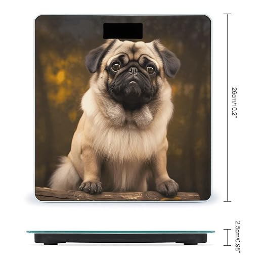 Pug Dog Bathroom Scale Rounded Smart Scale for Body Weight Automatic Power On/Off Weight Scales Accurate Bathroom Digital Scales for Pet Home Bedroom Kitchen