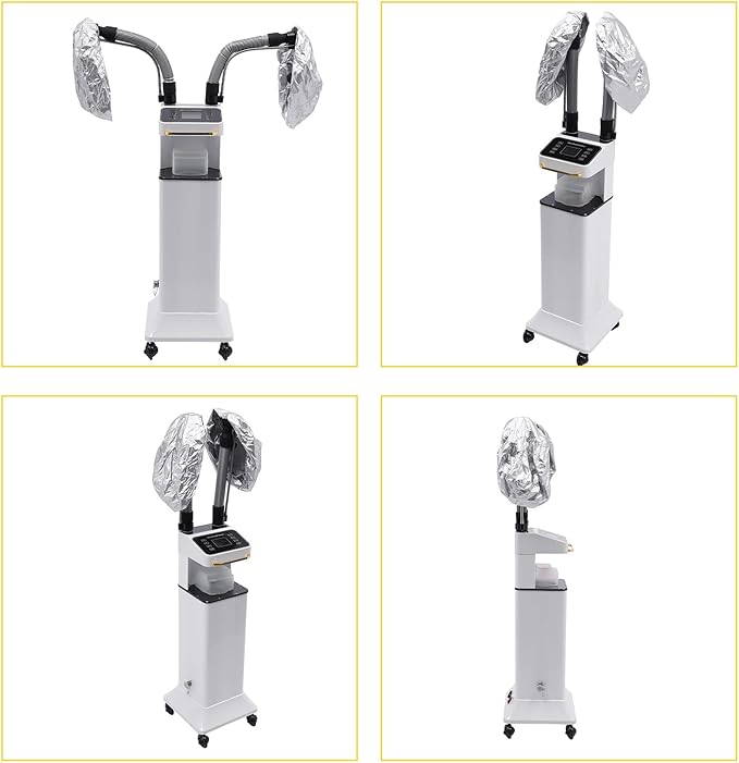 Vertical Nano Hair Steamer Nano Steamer Hair Dyeing Machine 650W Nano Hair Steamer Hair Color Processor with Touch Control 28.15oz Water Reservoir 2X Steam Caps White