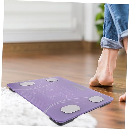 VOSAREA Household Electronic Precision Weight Scale Intelligent LED Display Fat Measuring Digital Bathroom Scale Creative Design Without Battery Purple Battery Style