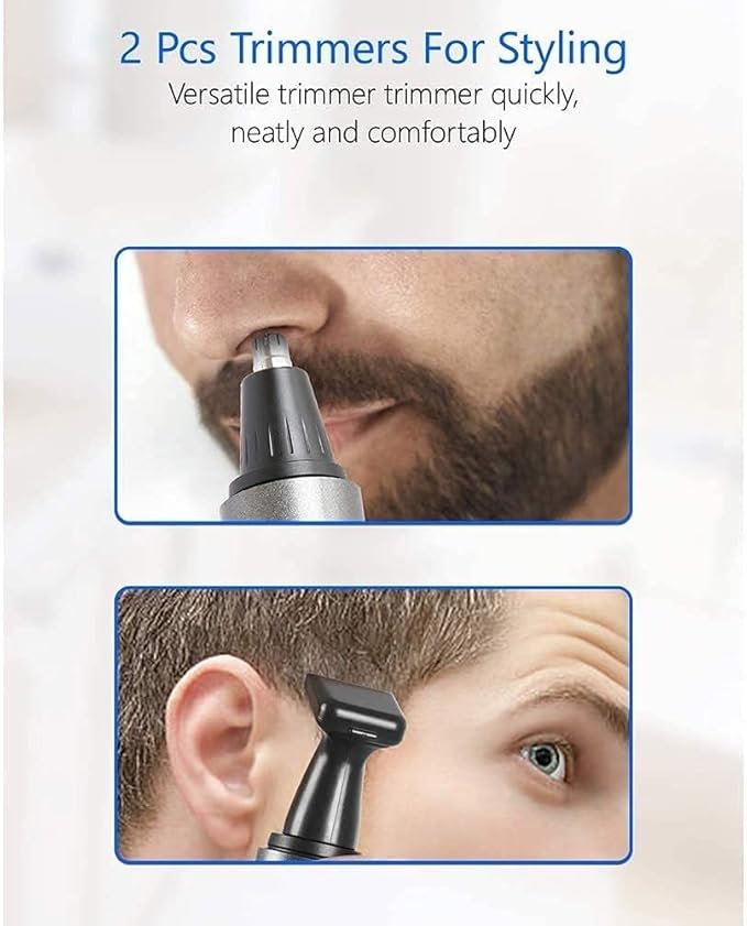 Nose and Ear Hair Trimmer Men's Wet/Dry Trimmer Portable Ear Nose Hair Trimmer Battery-Operated Waterproof Stainless Steel Head Cleaning Brush Black