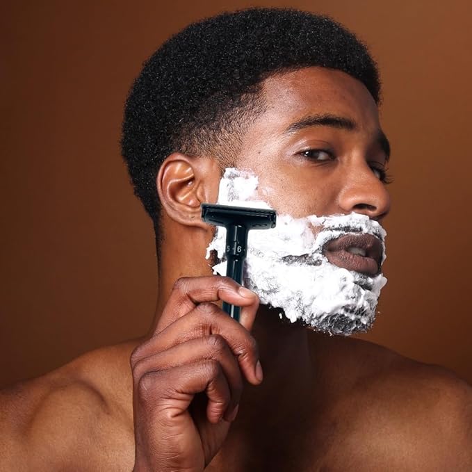 G.B.S Double Edge Safety Razor – Premium Black Steel Shaving Razor with Weighted Handle Leather Travel Case &amp 10 DE Blades – Smooth Close and Comfortable Shave for Men