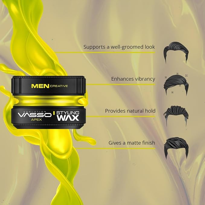 Vasso Hair Styling Matte Wax | All Hair Types | Natural Hold and Matte Look | MATTE PASTE Apex 150 ml