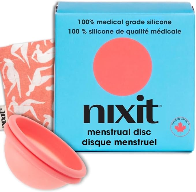nixit Menstrual Disc | Ultra-Soft Medical-Grade Silicone | Reusable | Holds 2X Period Cup or 6 Tampons | 12-Hour Protection | Light &amp Heavy Flow | Menstrual Cup Pad &amp Tampon Alternative