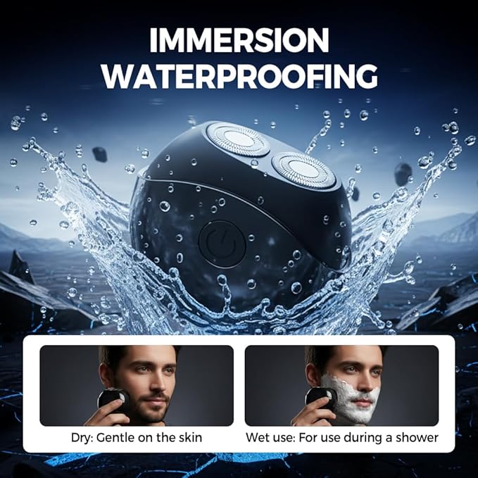 Portable Multifunctional Electric Shaver USB Mini Shavers for Men Rechargeable Electric Mini Portable Razor Washable Double Head Razor Waterproof Compact Electric Shaver for Home Travel (Silver)