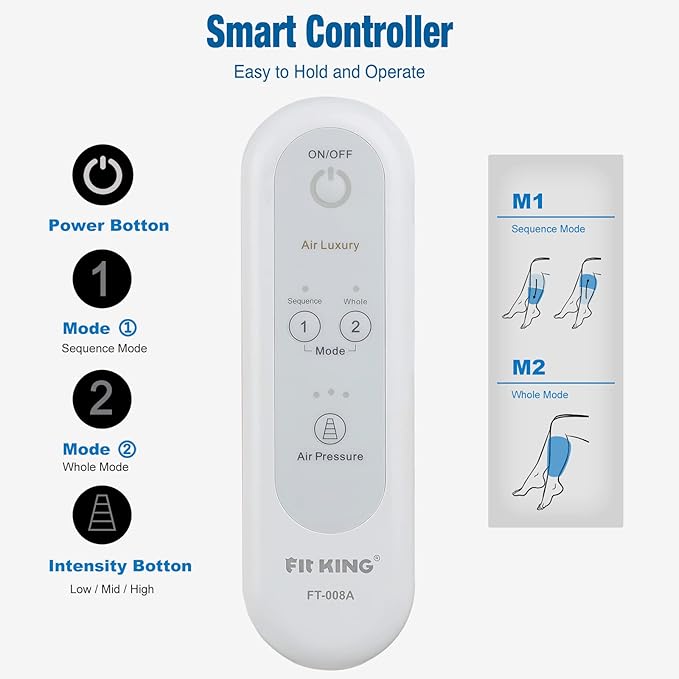 FIT KING Calf Massager for Circulation and Muscle Recovery Air Compression Device for Calves Relives Muscle Soreness and Swelling Pain Helpful for Edema and RLS