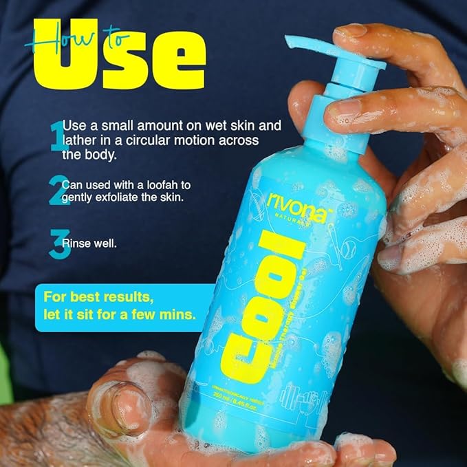 Cool Epsom Muscle Therapy Body Wash with Magnesium (Epsom Salt) Menthol &amp Rosemary Oil | Instant Muscle Recovery Skin Relaxation | Refreshing Scent | 8.81OZ Shower Gel