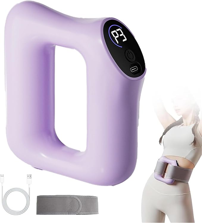 Fast Fat Burning Yoga Ring Massager Multifunctional Full-Body Fascia Ring Adjustable 3 Modes 5 Levels of Intensity Massage with Hands-Free Strap Ergonomic (Purple)