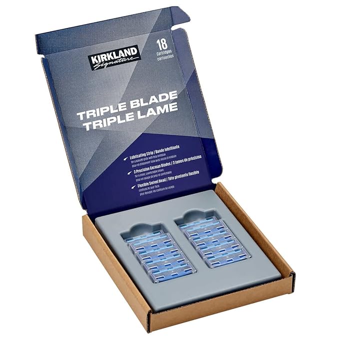 Kirkland Signature Triple Blade Refill Cartridges 18-count 18 Count (Pack of 1) 18.0 Count