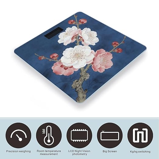 Clear Blue Spring Breeze Weight ScaleClear LED Display Bathroom Digital Weighing ScaleTempered Glass Digital Bathroom Scale for Body Weight Capacity Up to 400 Lbs