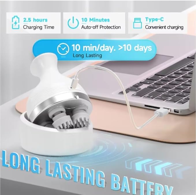Cordless Scalp Massager - Handheld Electric Head Massager with 84 Kneading Nodes 4 Speeds Waterproof &amp Portable Rechargeable Relaxation Gift for Men and Women