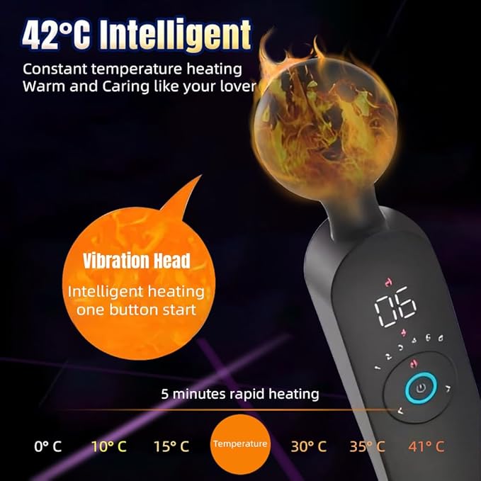 Personal Massager Cordless Handheld Massager with LCD Display Waterproof Smart Heating USB Rechargeable Whisper Quiet 6 Speed Levels12 Vibration Modes for Full-Body Relaxation &amp Fatigue Reli