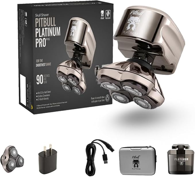 Skull Shaver - Pitbull Platinum PRO PX5 Head and Face Shaver - with Bonus Blade