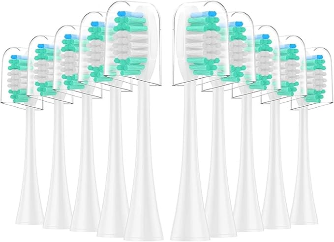 Compatible for Aquasonic 10PCS Large Replacement Brush Heads - Crescent-Shaped Soft Bristle Deep Clean for Series Toothbrushes(White)