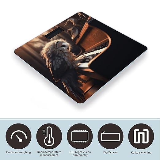 Digital Bathroom Scale for Body Weight Scale with Bright LCD Display High Accuracy Step-On Technology Auto On/Off Owl Plays Piano Digital Scales 400 Lbs /180kg