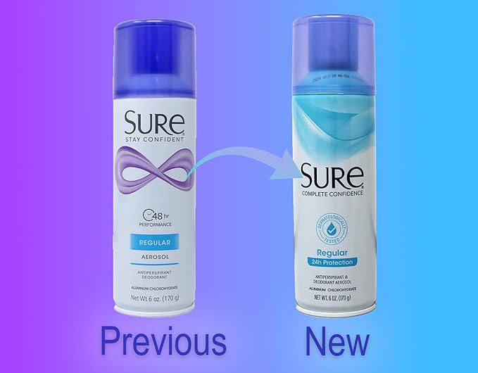 Sure Regular Scent Aerosol Antiperspirant and Deodorant - 24-Hour Protection for Men and Women - Fast Drying Spray Deodorant - 6 oz Pack of 3