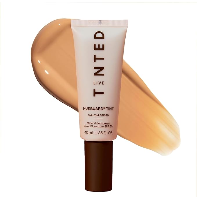 Live Tinted Hueguard Skin Tint SPF 50 - Tinted Mineral Sunscreen with Light-Medium Buildable Coverage With a Hydrating and Radiant Finish - Water and Sweat Resistant 1.35 fl oz - Shade 08