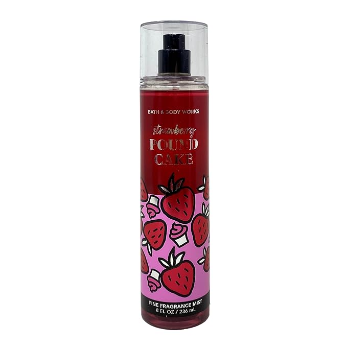 Bath &amp Body Works Strawberry Pound Cake - Moisturizing Body Wash Fine Fragrance Mist and Ultimate Hydration Body Cream - with a Peach Gardenia Bar Soap