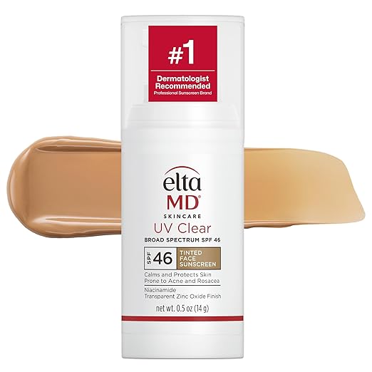 EltaMD UV Clear Tinted Face Sunscreen SPF 46 Oil Free Sunscreen for Sensitive Skin with Zinc Oxide Dermatologist Recommended