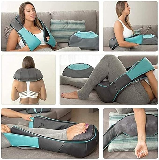 Neck and Back Massager with Heat Electric Deep Tissue 3D Kneading Massage Pillow Body Muscle Pain Relief Home Office and Car Use