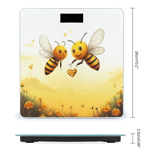 Bee Love Honey Bathroom Scale Weight Scale for Body WeightHighly Accurate Digital Weighing Machine Clear LED Display Digital Bathroom Body Scale 400lb/182kg