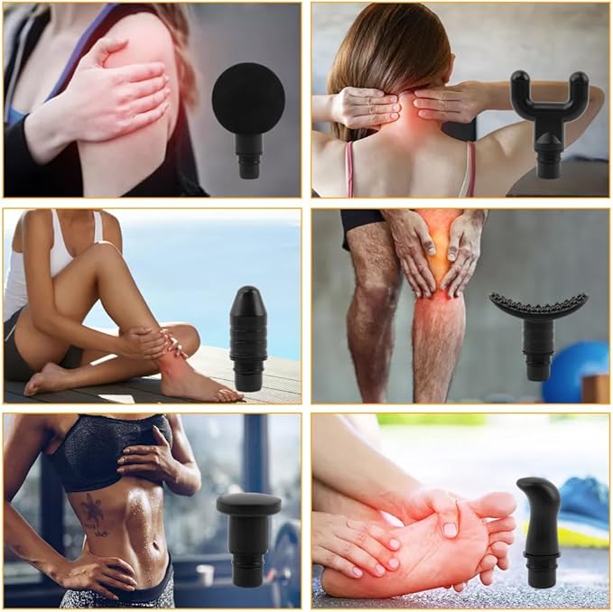 Massage Gu-n Attachments 20pcs Relaxation Massager Heads with 2pcs Drawstring Bag Different Massager Heads to Meet Different Needs for Deep Tissue Percussion Plug and Play(Black)