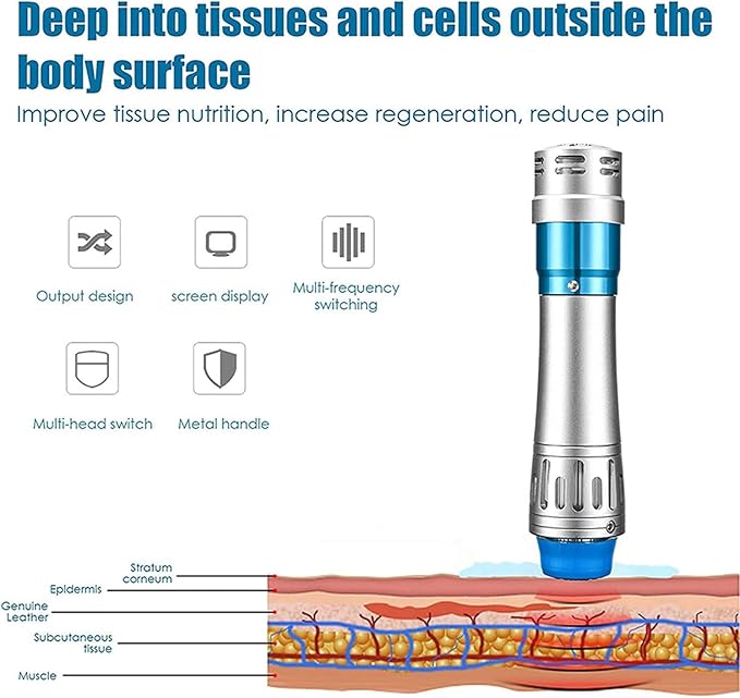 Shockwave Therapy Machine Body Massager Device Shock Wave Pain Relief with 7 Heads for Muscle Relaxation Pain Relief Tool