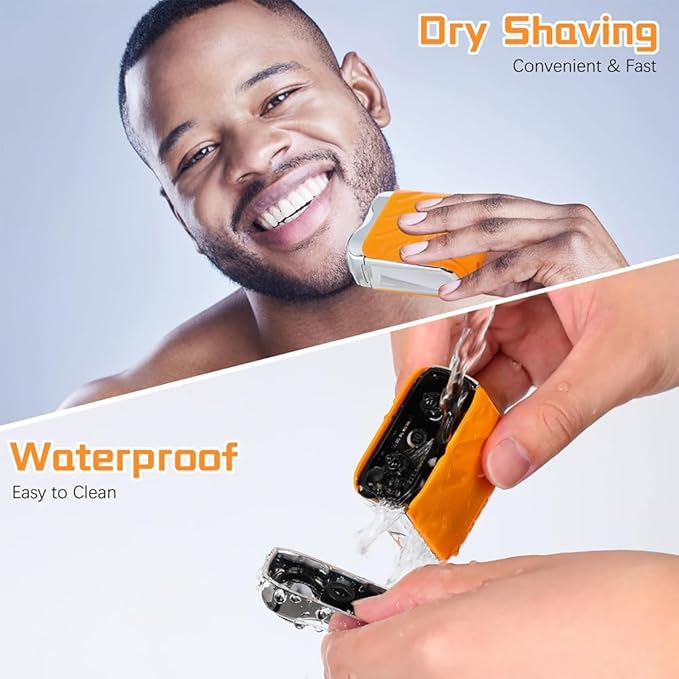 TsoLay Luggage Electric Shaver Electric Mini Portable Razor New Beard Shaver Mini and Portable Suitcase Design Ipx7 Waterproof and Pocket Double-Ring Magnetic 1 Button Long Lasting for Men