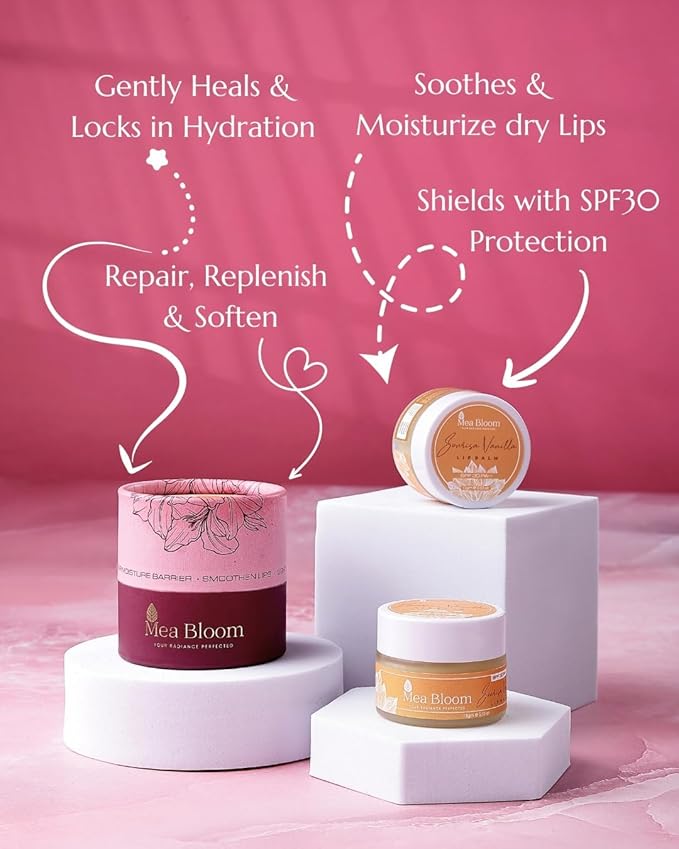 M.e.a Bloom Sonrisa Vanilla Lip Balm with SPF 50 PA++++ Watermelon Scent Golden Glow Light 0.53 oz