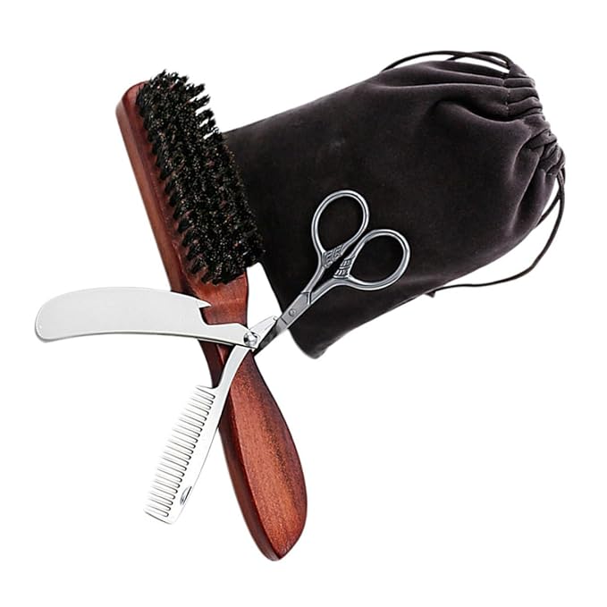 3sets Beard Care Set Brushes and Professional Beard Grooming Accessories Lightweight and Portable Comb Tool for Easy Use and Maintenance