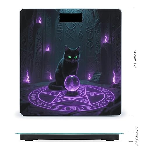 Witchcraft Cat Weight Scale Large Digital Bathroom Scales with Bright LED Display Non Slip Digital Scale and Step On Fashion Weighing Machine for Body