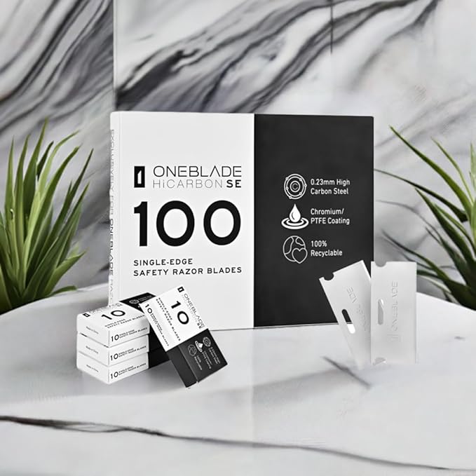 OneBlade HiCarbon SE Safety Razor Blades - Replacement Blades for OneBlade Element Genesis Dawn Core and Hybrid Razor - Single Edge Blade for Shaving