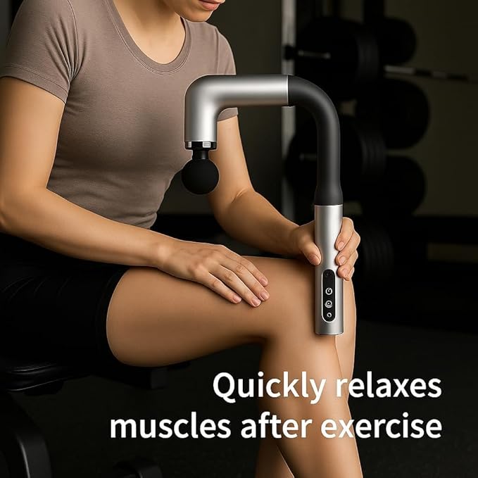 Handheld Cordless &amp Rechargeable Back Massager - Quiet - Full Body Massage Device for Women Aches Relief Sports Recovery and Deep Relaxation - Light Silver