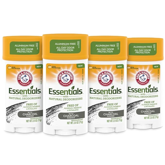 Arm &amp Hammer Essentials Charcoal Deodorant 4-Pack and Advance White Toothpaste 6 Ounce (Pack of 4)