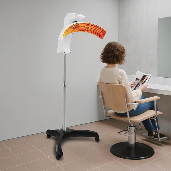 Professional Standing Hair Dryer 850W Vertical Hair Color Processor Floorstanding Head 360° Rotation Multifunctional Hair Dryer for Homes Beauty Hair Salons with 4 Wheels (White)