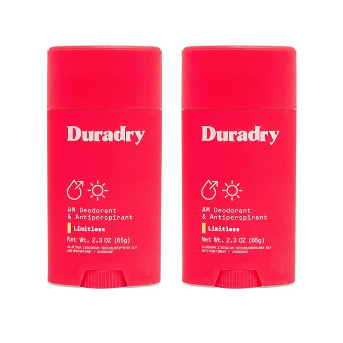 Duradry Clinical-Strength Antiperspirant Deodorant for Women and Men – Clean Formula with Natural Ingredients – Fights Odor &amp Excessive Sweat – Limitless (Cool Citrus + Cedar) - Pack of 2