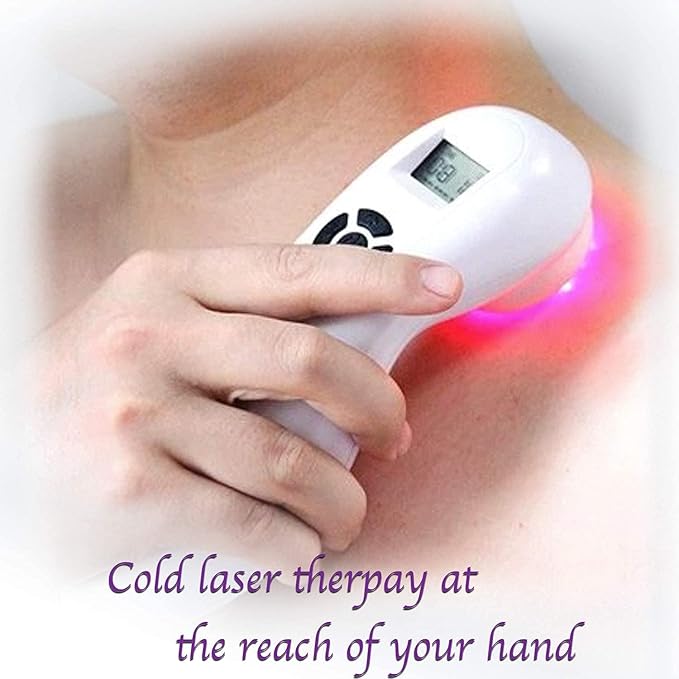 Cold Laser Pain Relief Solution for Home use to Treat Back Neck Shoulder and Joints Pain. This Device is Ideal for Wound Healing Sports Injuries Nerve Regeneration and Rehabilitation Therapy.