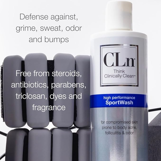 CLn® SportWash – High-Performance Sport Body Wash For Men &amp Women Prone to Body Odor Foot Odor Ringworm Folliculitis &amp Back Acne Fragrance-Free &amp Paraben-Free 12 fl. oz.