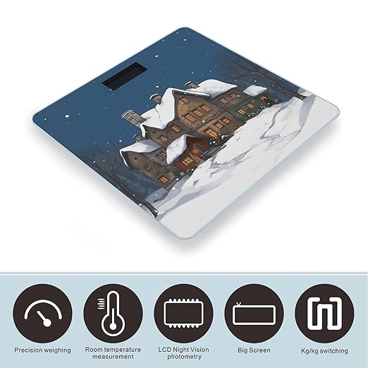 Winter House Bathroom Scale for Body Weight Bathroom Weighing Scale with Backlit LCD Display Highly Accurate Measures Weight Up to 180kg