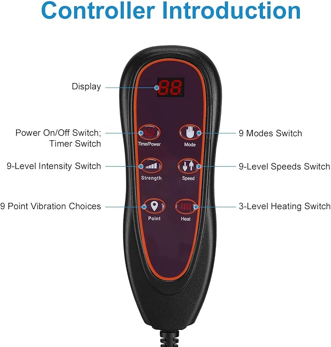 Full Body Massage Mat with Heat Multiple Modes Vibration Massage Pad Neck Massager Lumbar Pillow Massage Mats for Full Body with 10 Vibration Motors 3 Timers for Home Office Use