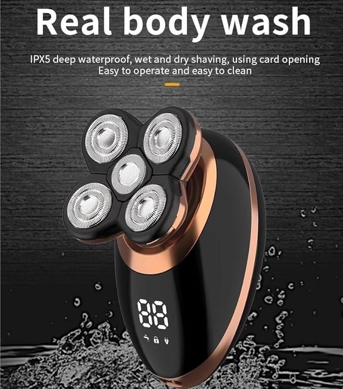 Head Shavers for Bald Men 5 In 1 Multi-cutting IPX7 Electric Razor Cut Beard Trimmer LCD Display Nose Ear Grooming Multi-use Bald Shaver