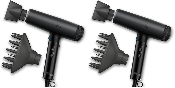 INFINITIPRO by CONAIR DigitalAIRE Hair Dryer | Frizz-Eliminating Hair Dryer with Diffuser | Hair Blow Dryer with Up to 5X More Speed for Higher Air Pressure &amp Drying Power | Black (Pack of 2)