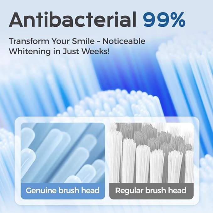 UltraSonic Pro Whitening Toothbrush – 37200/Min Vibrations 180-Day Battery 2 Brush Heads &amp Travel-Friendly – Dentist-Recommended Deep Clean
