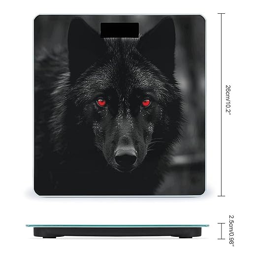 Digital Bathroom Scale for Body Weight Scale with Bright LCD Display High Accuracy Step-On Technology Auto On/Off Black Red Eyed Wolf Digital Scales 400 Lbs /180kg