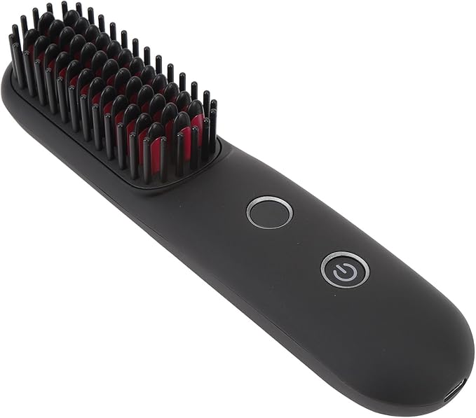 Portable Cordless Hair Straightener Brush with LED Temperature Display Negative Ion Cordless Hair Straightener Brush with Hair Clip Type C Cable Carrying Pouch Easy to Carry