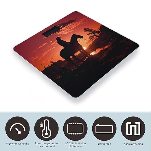 Cowboy West Scale for Body Weight Sturdy Tempered Glass Weighing Scales with LCD Display Accurate Digital Bathroom Scale Convenient Body Fat Smart Scales Easy Read