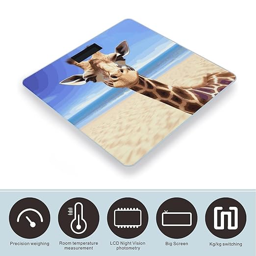 Beach Giraffe Bathroom ScaleHighly Accurate Digital Weighing Machine for People Bright LED Display Weight Scale for The Aldult Home Use